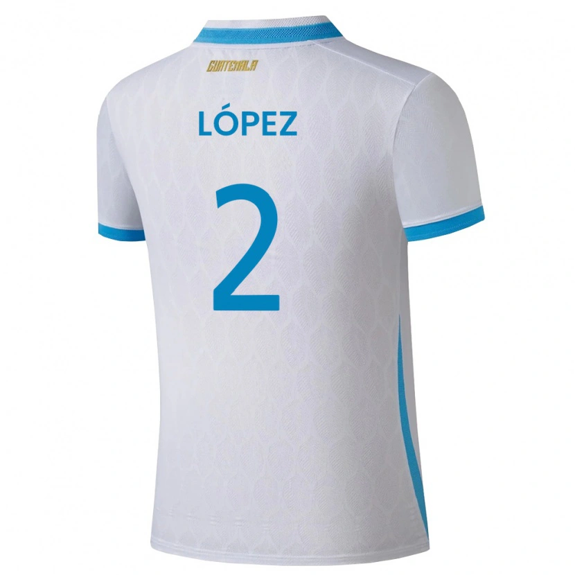 DanxenキッズグアテマラFrancisco López#2白 空色 金ホームシャツ26-28ジャージーユニフォーム