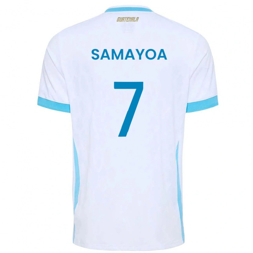 Danxenキッズグアテマラエイドリアン・サマヨア#7白 空色 金ホームシャツ26-28ジャージーユニフォーム
