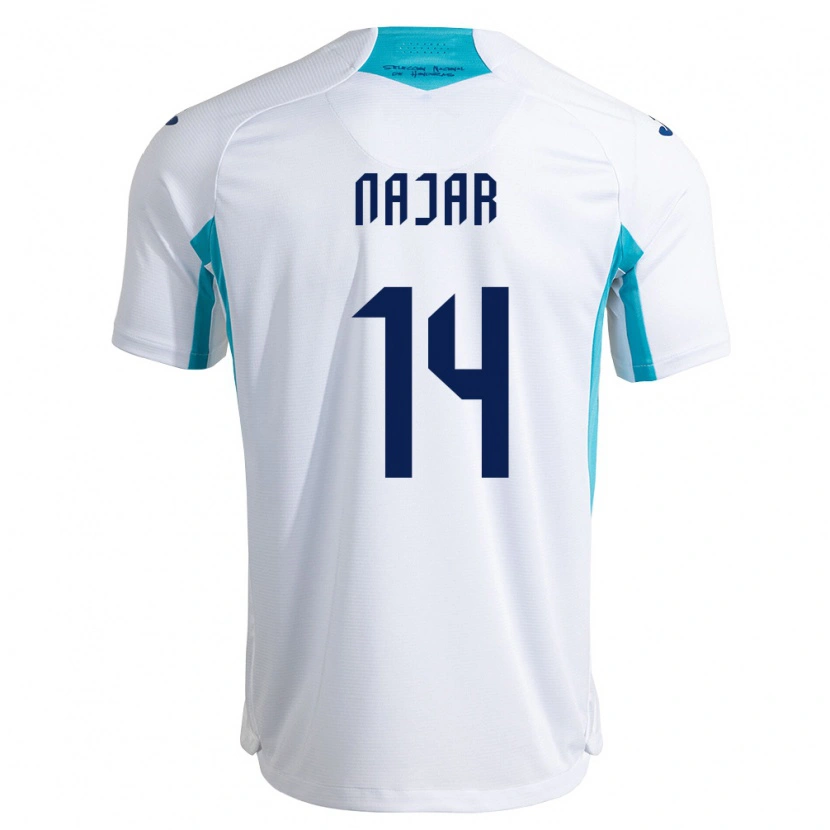 Danxenキッズホンジュラスアンディ・ナハル#14白 青 空色ホームシャツ26-28ジャージーユニフォーム