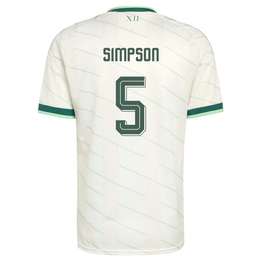 Danxenキッズ北アイルランドJames Simpson#5白 緑アウェイシャツ26-28ジャージーユニフォーム