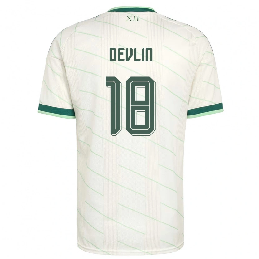 Danxenキッズ北アイルランドテリー・デヴリン#18白 緑アウェイシャツ26-28ジャージーユニフォーム