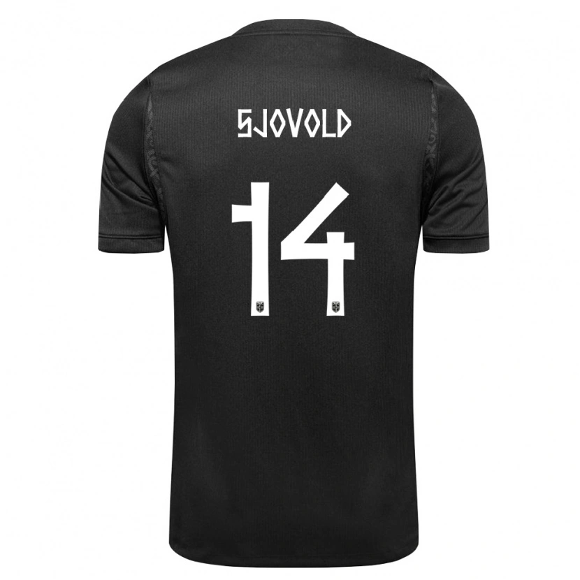 DanxenキッズノルウェーStian Sjøvold#14黒アウェイシャツ26-28ジャージーユニフォーム