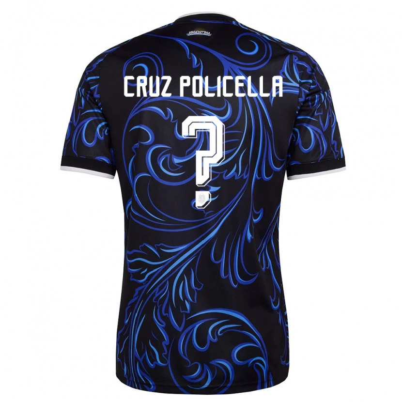 DanxenキッズアルゼンチンJuan Cruz Policella#0黒 白 空色アウェイシャツ26-28ジャージーユニフォーム