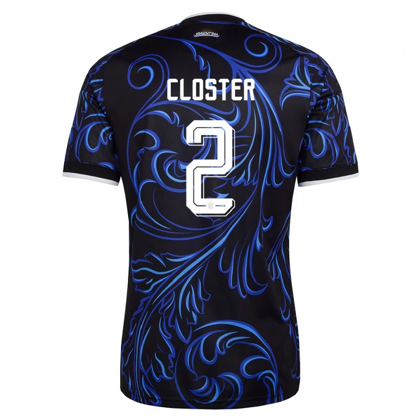 DanxenキッズアルゼンチンFernando Closter#2黒 白 空色アウェイシャツ26-28ジャージーユニフォーム