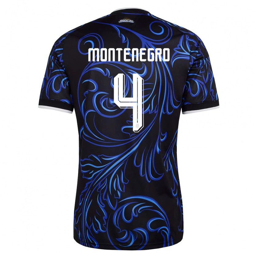 DanxenキッズアルゼンチンRamiro Montenegro#4黒 白 空色アウェイシャツ26-28ジャージーユニフォーム