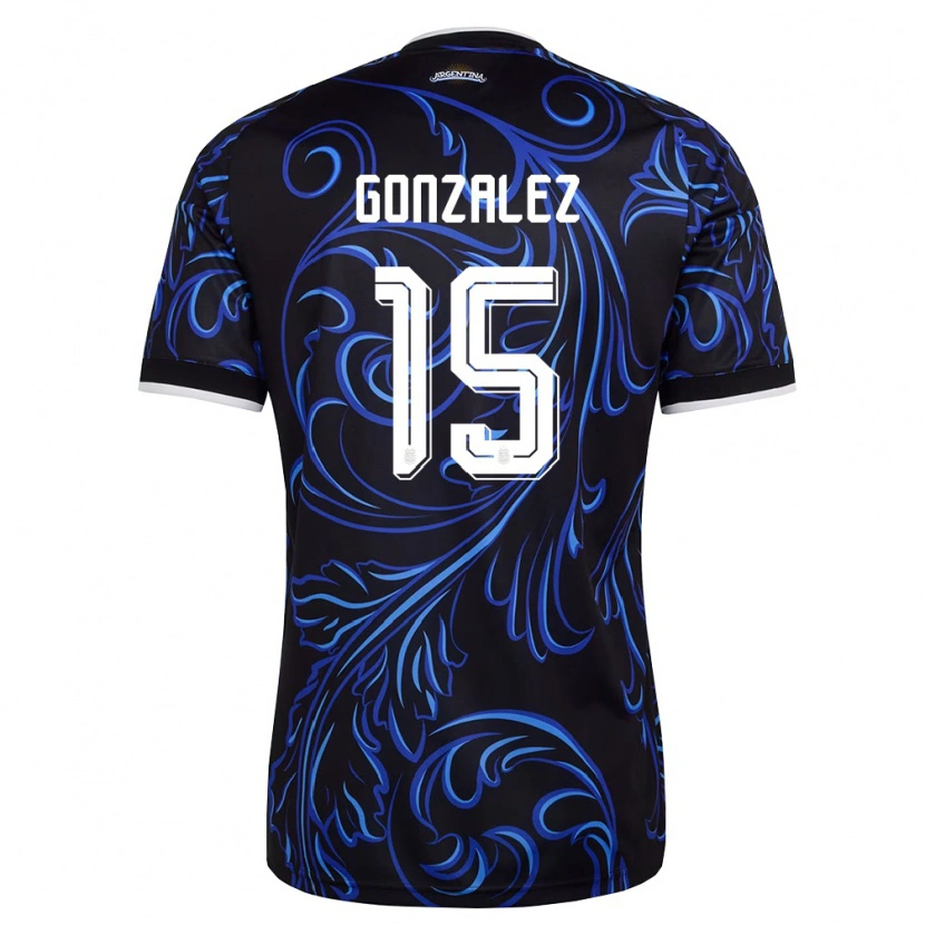 Danxenキッズアルゼンチンニコラス・ゴンザレス#15黒 白 空色アウェイシャツ26-28ジャージーユニフォーム