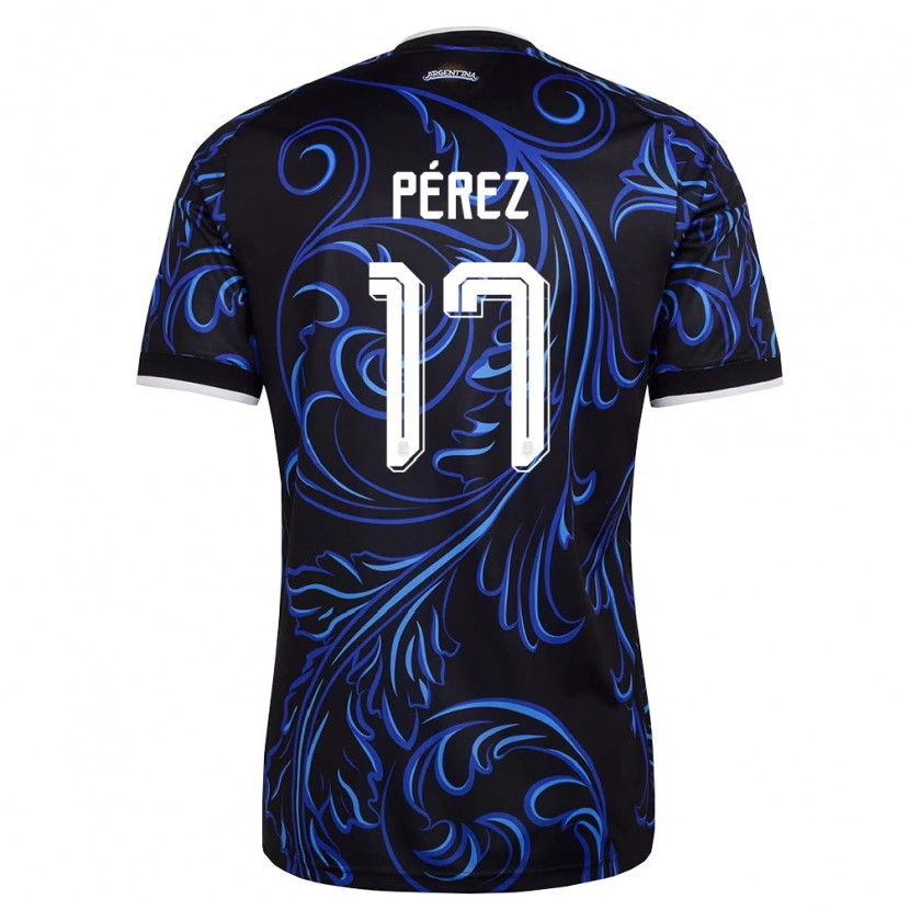 DanxenキッズアルゼンチンTobías Pérez#17黒 白 空色アウェイシャツ26-28ジャージーユニフォーム
