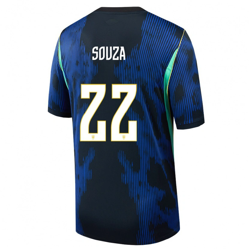 DanxenキッズブラジルLuiz Souza#22青 紺 黄アウェイシャツ26-28ジャージーユニフォーム