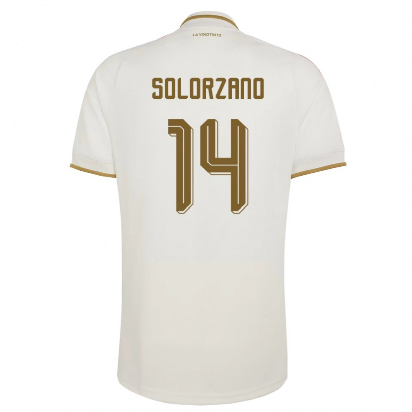 DanxenキッズベネズエラFabiola Solórzano#14オフホワイト 黄アウェイシャツ26-28ジャージーユニフォーム