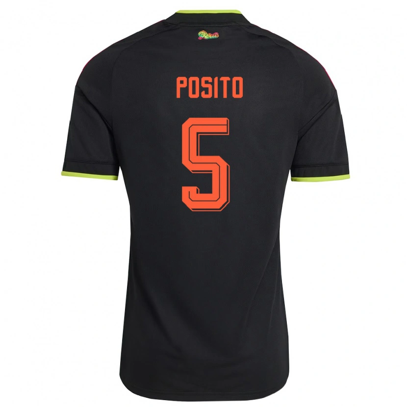 DanxenキッズペルーAlejandro Pósito#5黒 黄 ピンクアウェイシャツ26-28ジャージーユニフォーム