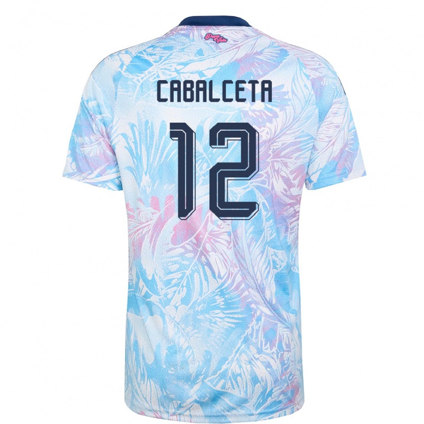 DanxenキッズコスタリカAarón Cabalceta#12空色 紺 ピンクアウェイシャツ26-28ジャージーユニフォーム
