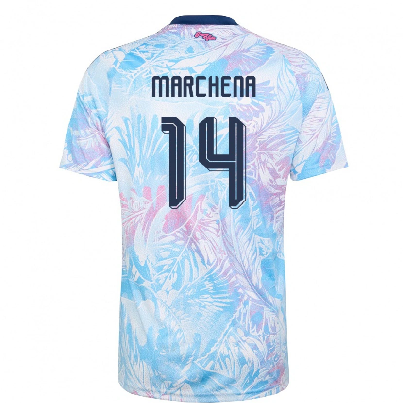 DanxenキッズコスタリカWilliam Marchena#14空色 紺 ピンクアウェイシャツ26-28ジャージーユニフォーム