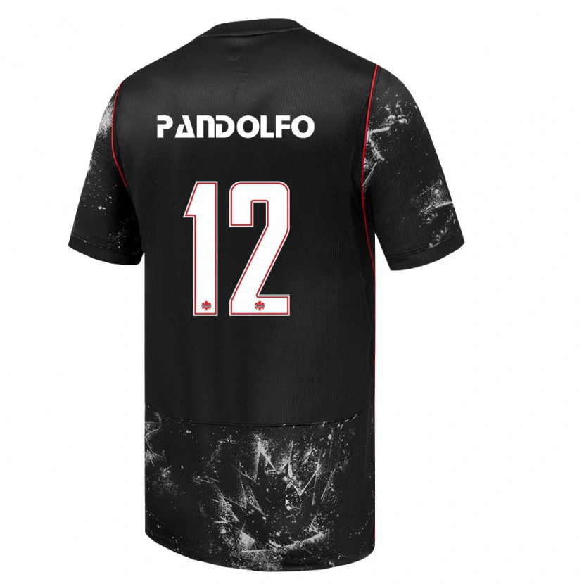 DanxenキッズカナダGabriel Pandolfo#12黒 白 赤アウェイシャツ26-28ジャージーユニフォーム