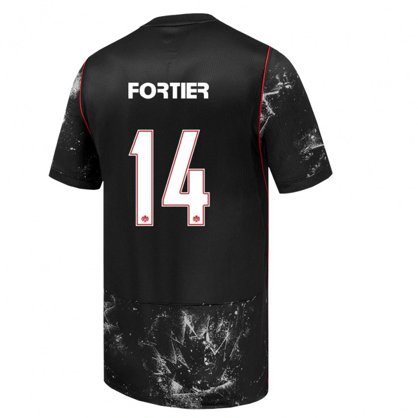 Danxenキッズカナダティム・フォーティア#14黒 白 赤アウェイシャツ26-28ジャージーユニフォーム