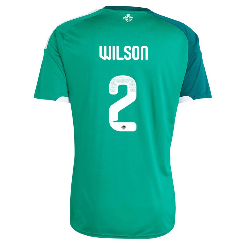 Danxenメンズ北アイルランドBen Wilson#2緑 白ホームシャツ26-28ジャージーユニフォーム