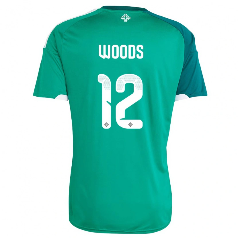 Danxenメンズ北アイルランドLilie Woods#12緑 白ホームシャツ26-28ジャージーユニフォーム