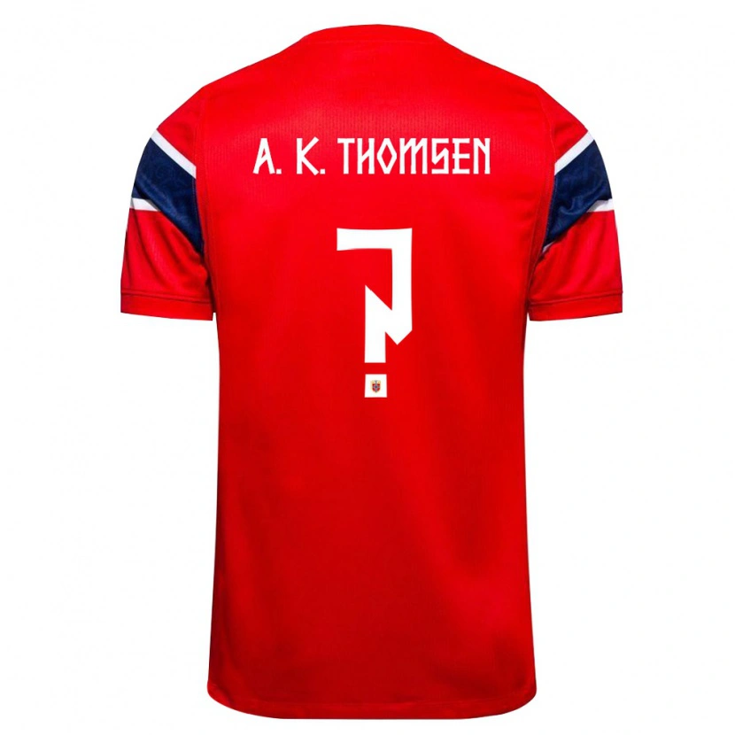 DanxenメンズノルウェーAdrian Konglevoll Thomsen#0赤 紺 白ホームシャツ26-28ジャージーユニフォーム