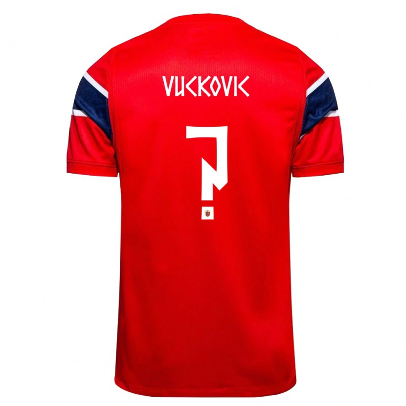 DanxenメンズノルウェーMarko Vuckovic#0赤 紺 白ホームシャツ26-28ジャージーユニフォーム