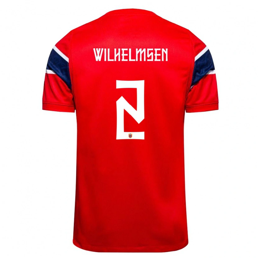 DanxenメンズノルウェーAndreas Wilhelmsen#2赤 紺 白ホームシャツ26-28ジャージーユニフォーム