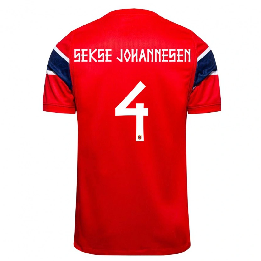 DanxenメンズノルウェーMats Sekse Johannesen#4赤 紺 白ホームシャツ26-28ジャージーユニフォーム