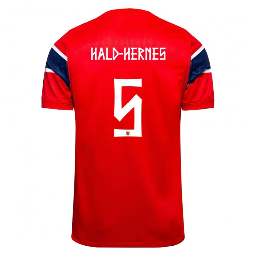 DanxenメンズノルウェーUlrik Hald-Hernes#5赤 紺 白ホームシャツ26-28ジャージーユニフォーム