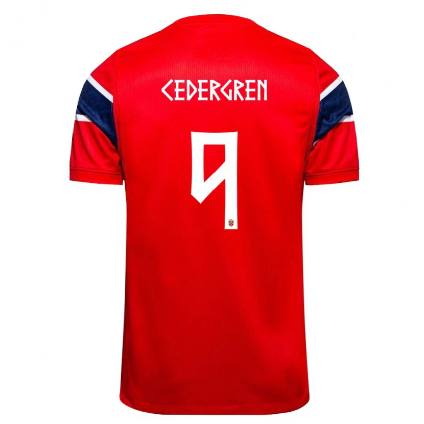 DanxenメンズノルウェーAbel Cedergren#9赤 紺 白ホームシャツ26-28ジャージーユニフォーム