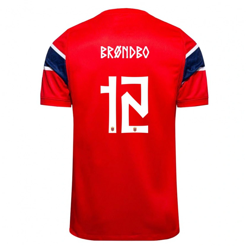DanxenメンズノルウェーMagnus Brøndbo#12赤 紺 白ホームシャツ26-28ジャージーユニフォーム