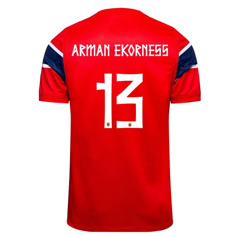 DanxenメンズノルウェーKarsten Arman Ekorness#13赤 紺 白ホームシャツ26-28ジャージーユニフォーム