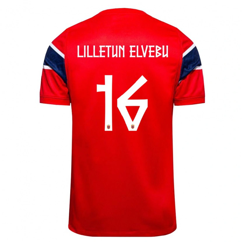 DanxenメンズノルウェーAleksander Lilletun Elvebu#16赤 紺 白ホームシャツ26-28ジャージーユニフォーム
