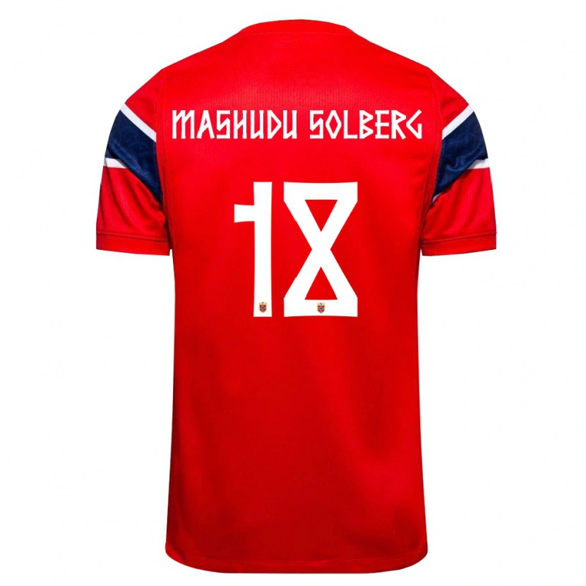 DanxenメンズノルウェーMathias Mashudu Solberg#18赤 紺 白ホームシャツ26-28ジャージーユニフォーム