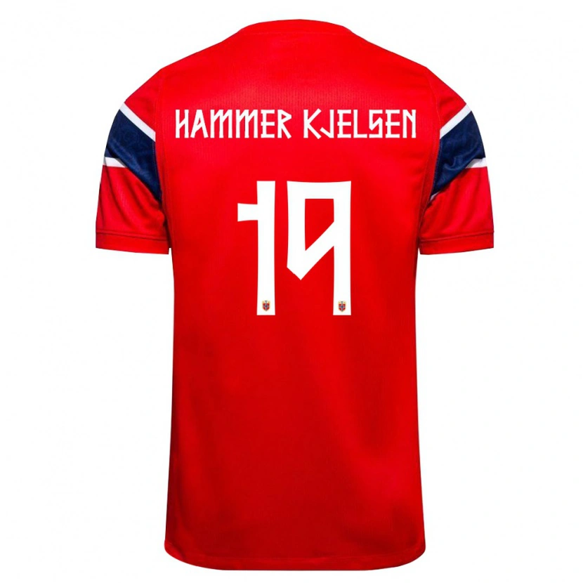 DanxenメンズノルウェーAleksander Hammer Kjelsen#19赤 紺 白ホームシャツ26-28ジャージーユニフォーム