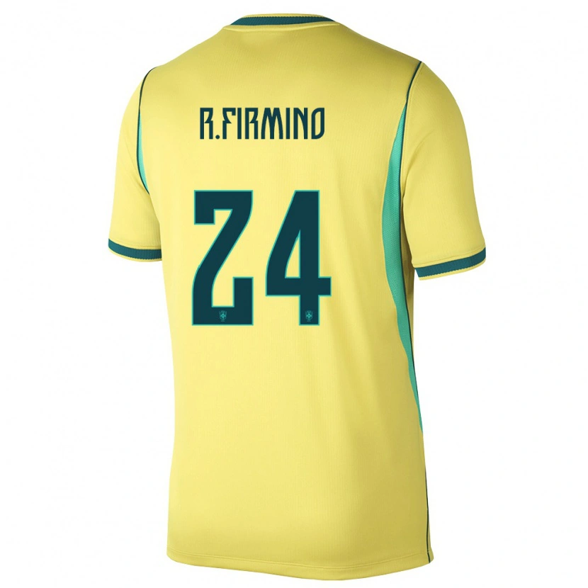 Danxenメンズブラジルロベルト・フィルミーノ#24黄 緑ホームシャツ26-28ジャージーユニフォーム