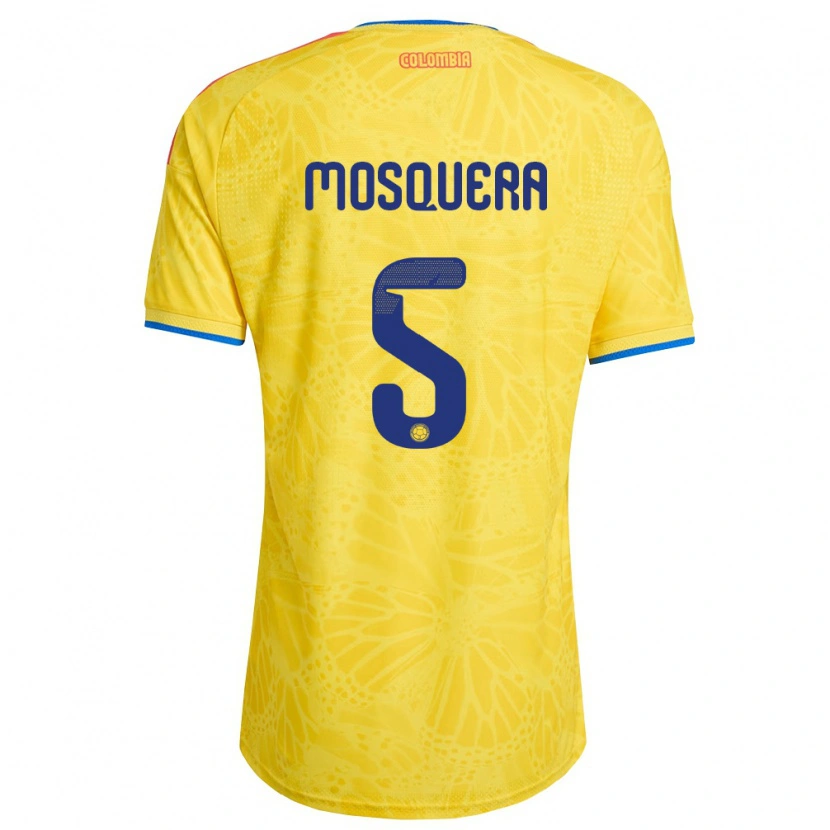 DanxenメンズコロンビアAdrían Mosquera#5黄 青 赤ホームシャツ26-28ジャージーユニフォーム