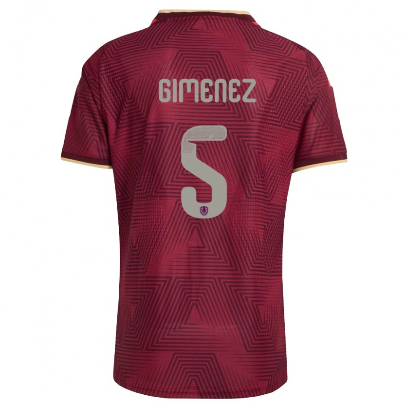 DanxenメンズベネズエラYenifer Giménez#5バーガンディ 金 黄ホームシャツ26-28ジャージーユニフォーム