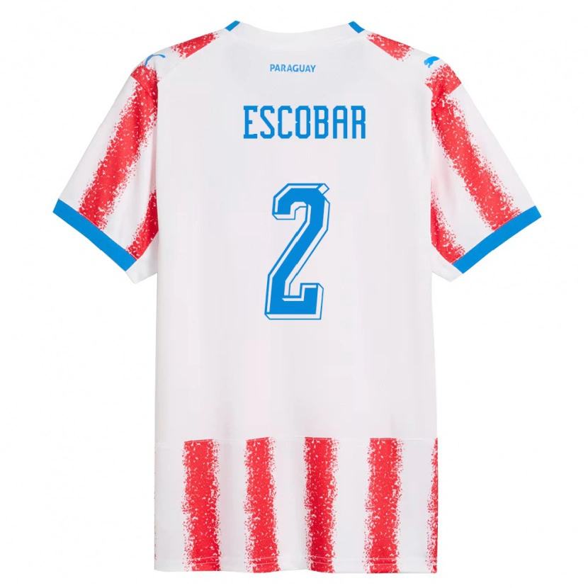DanxenメンズパラグアイBruno Escobar#2白 赤 青ホームシャツ26-28ジャージーユニフォーム