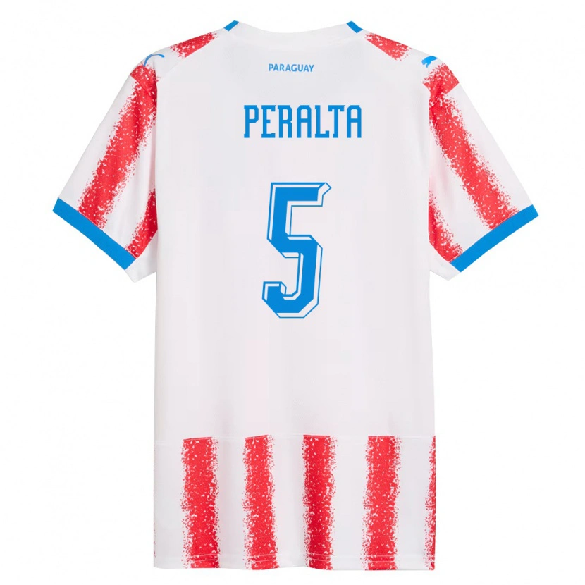 DanxenメンズパラグアイRonaldo Peralta#5白 赤 青ホームシャツ26-28ジャージーユニフォーム
