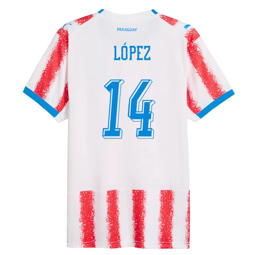 DanxenメンズパラグアイOliver López#14白 赤 青ホームシャツ26-28ジャージーユニフォーム