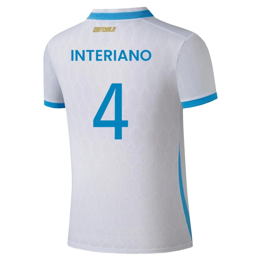 DanxenメンズグアテマラJeffrey Interiano#4白 空色 金ホームシャツ26-28ジャージーユニフォーム