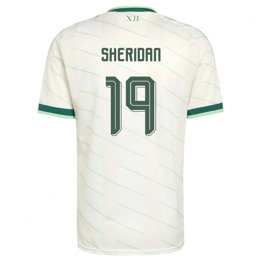 Danxenメンズ北アイルランドJoe Sheridan#19白 緑アウェイシャツ26-28ジャージーユニフォーム