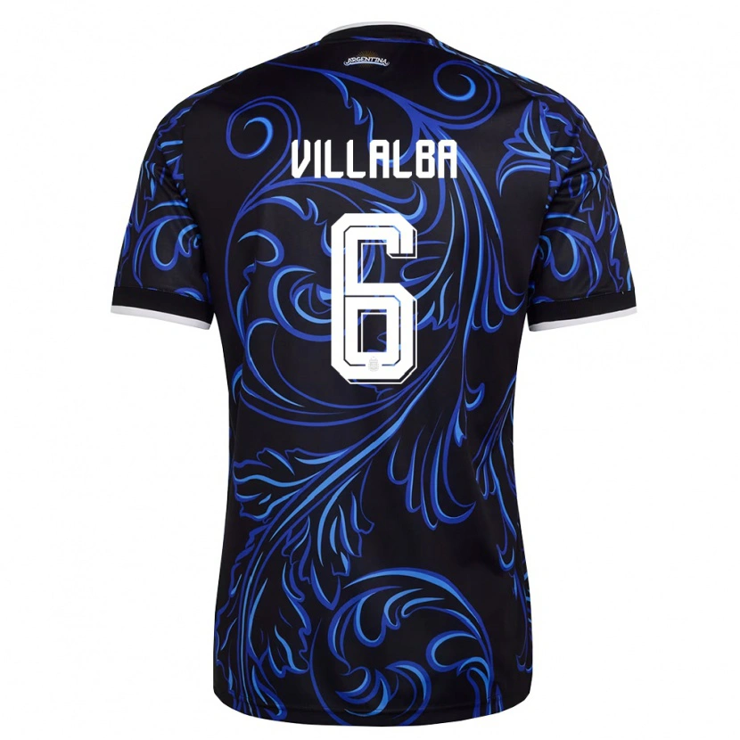 DanxenメンズアルゼンチンJuan Villalba#6黒 白 空色アウェイシャツ26-28ジャージーユニフォーム