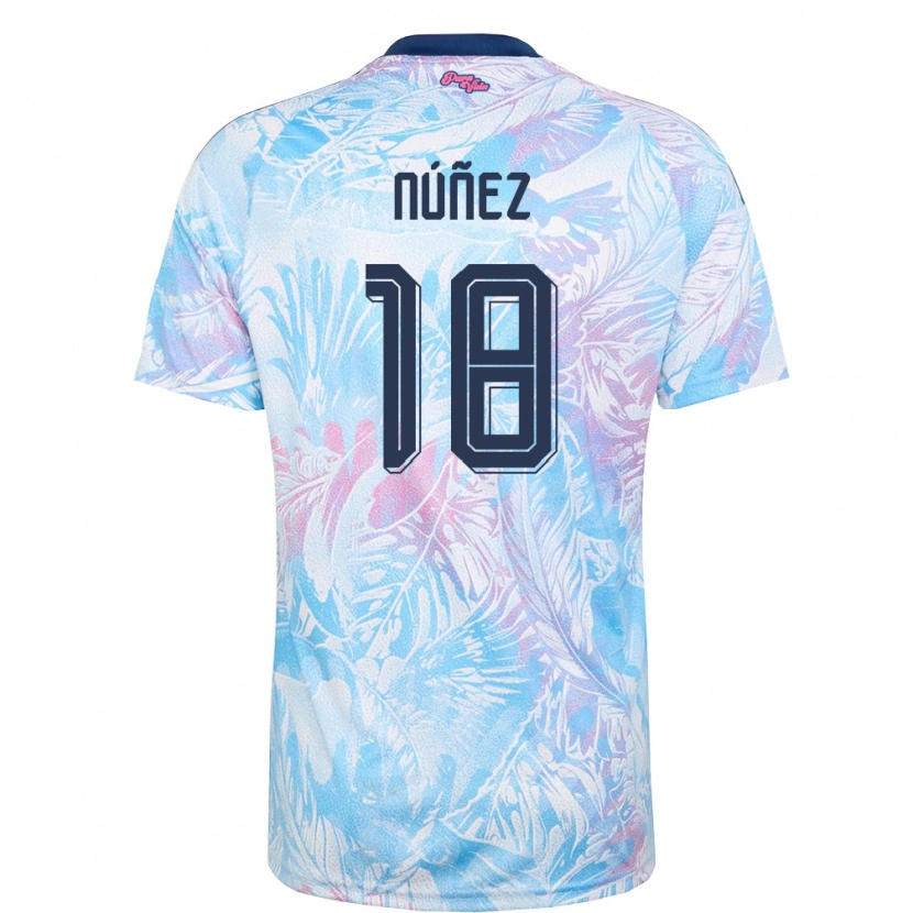 DanxenメンズコスタリカFabián Núñez#18空色 紺 ピンクアウェイシャツ26-28ジャージーユニフォーム