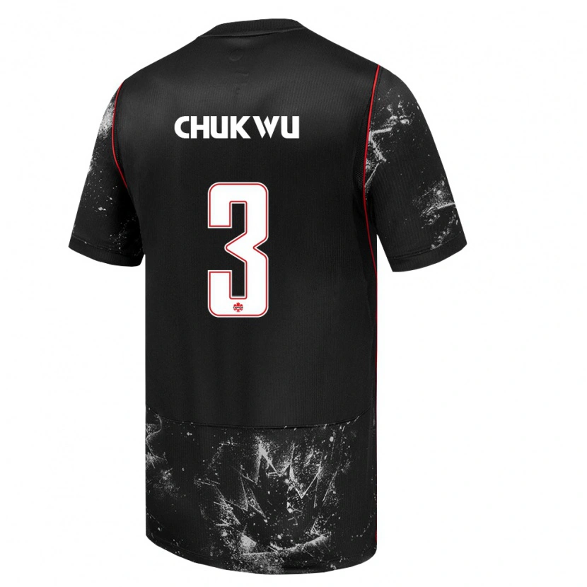 DanxenメンズカナダJohn Chukwu#3黒 白 赤アウェイシャツ26-28ジャージーユニフォーム