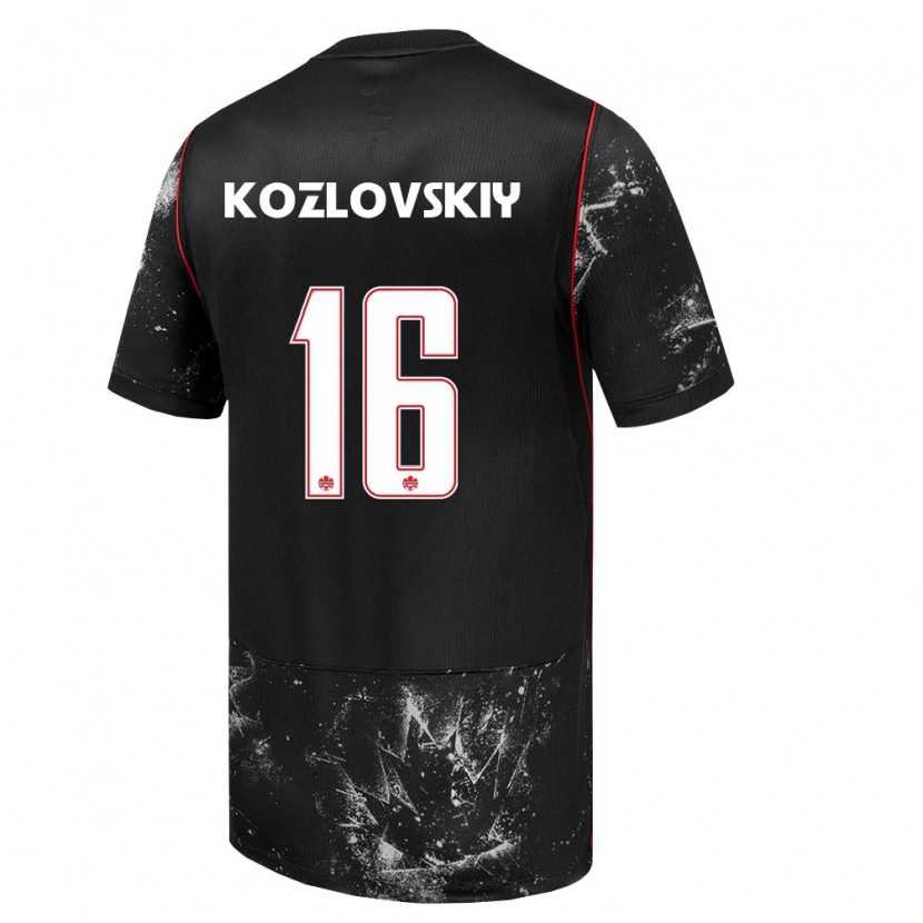 DanxenメンズカナダSergey Kozlovskiy#16黒 白 赤アウェイシャツ26-28ジャージーユニフォーム