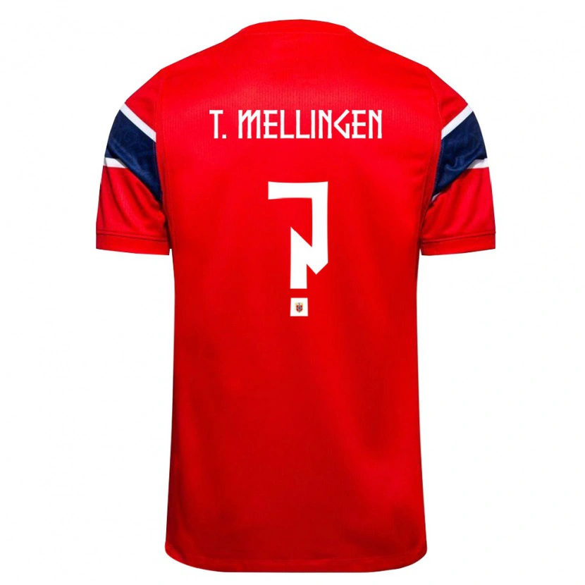 DanxenレディースノルウェーTorjus Østervold Mellingen#0赤 紺 白ホームシャツ26-28ジャージーユニフォーム