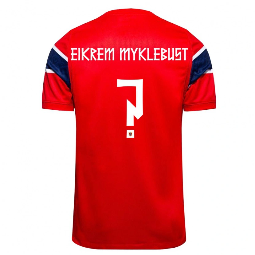 DanxenレディースノルウェーMads Eikrem Myklebust#0赤 紺 白ホームシャツ26-28ジャージーユニフォーム