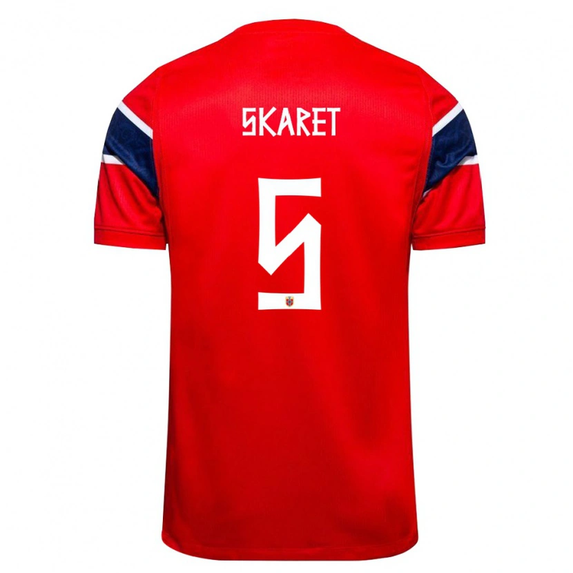 DanxenレディースノルウェーBrage Skaret#5赤 紺 白ホームシャツ26-28ジャージーユニフォーム