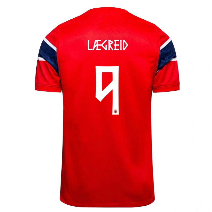 DanxenレディースノルウェーJulian Lægreid#9赤 紺 白ホームシャツ26-28ジャージーユニフォーム