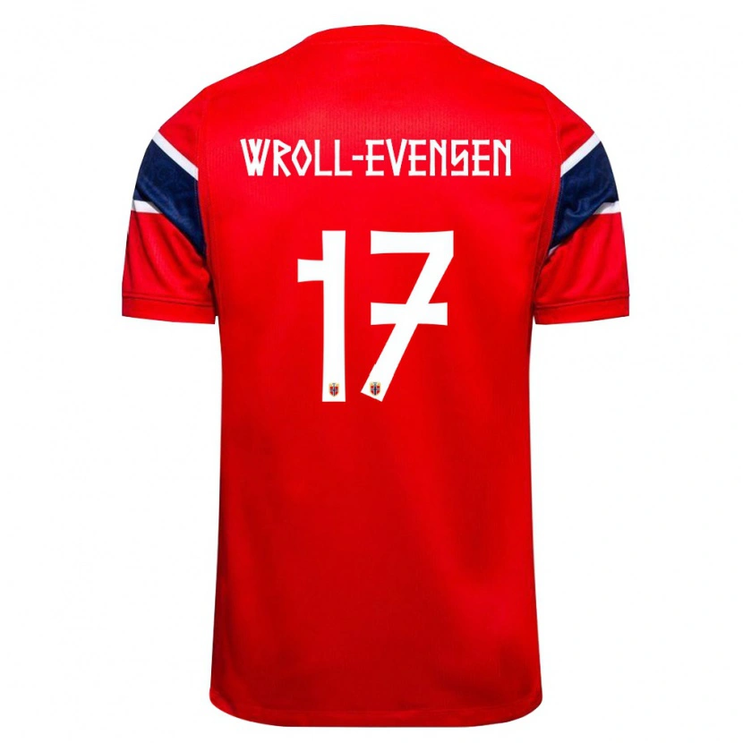 DanxenレディースノルウェーHenrik Wroll-Evensen#17赤 紺 白ホームシャツ26-28ジャージーユニフォーム