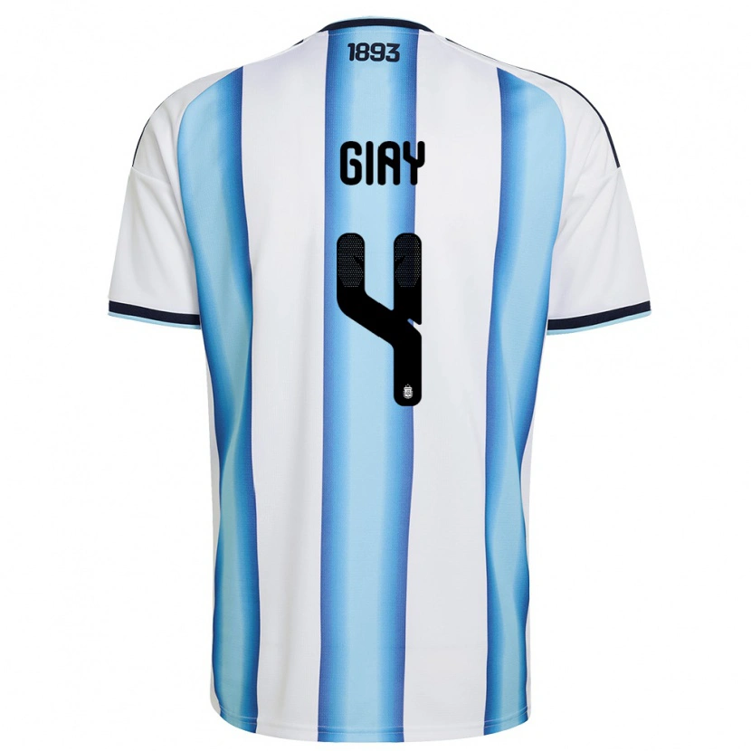 DanxenレディースアルゼンチンAgustín Giay#4白 空色 紺ホームシャツ26-28ジャージーユニフォーム