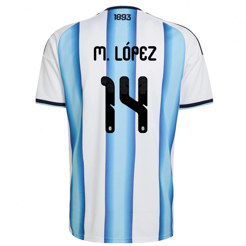 DanxenレディースアルゼンチンMateo López#14白 空色 紺ホームシャツ26-28ジャージーユニフォーム